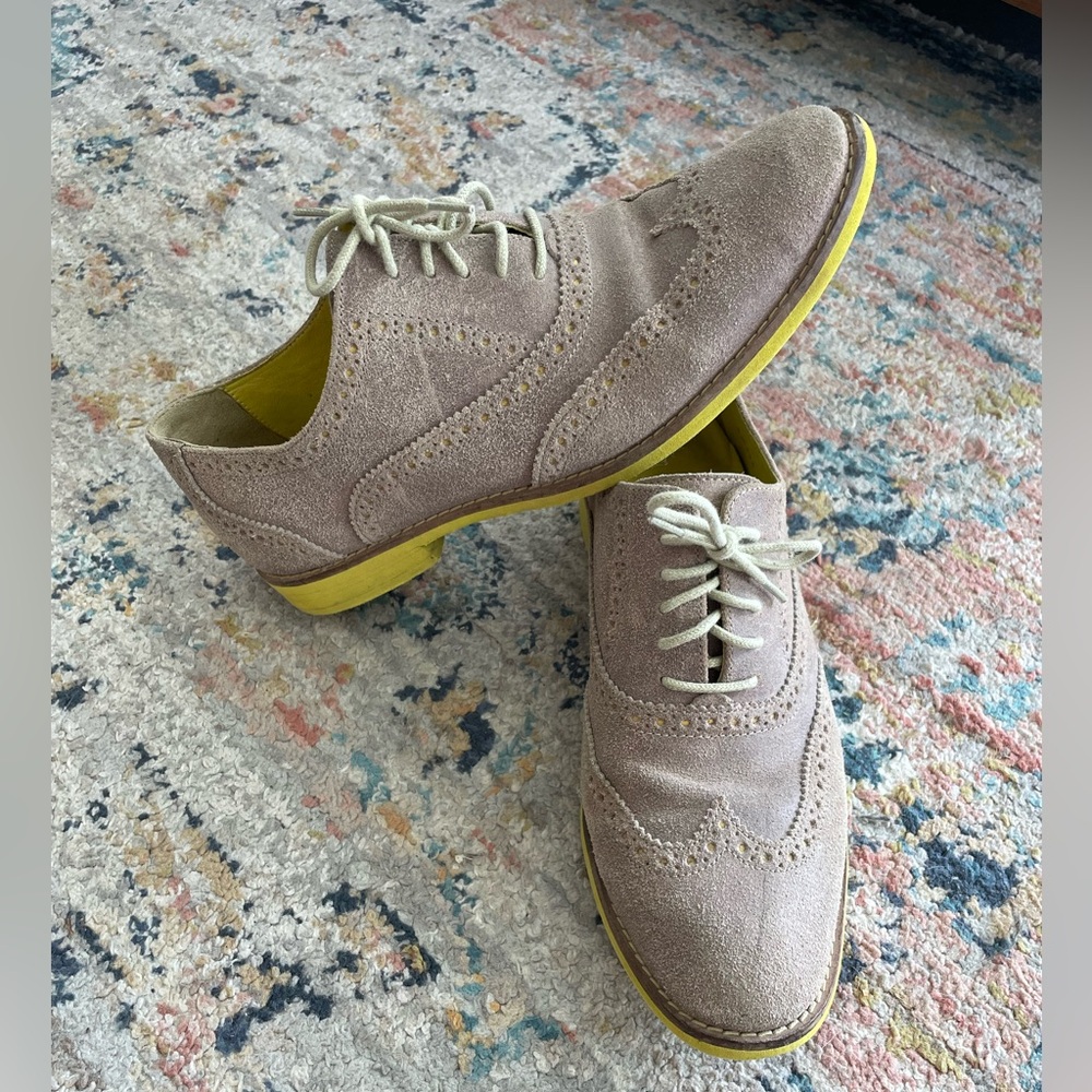 Cole Haan Beige Yellow Suede Women's Oxfords